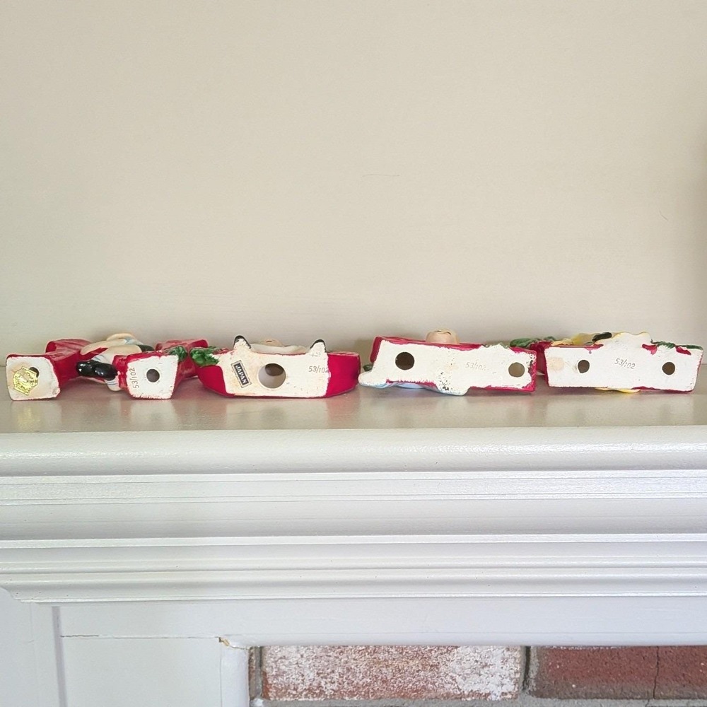 Vintage Tilso Japan Ceramic NOEL Christmas Kids Candle Holder Set 53/102 Kitsch - Picture 3 of 13